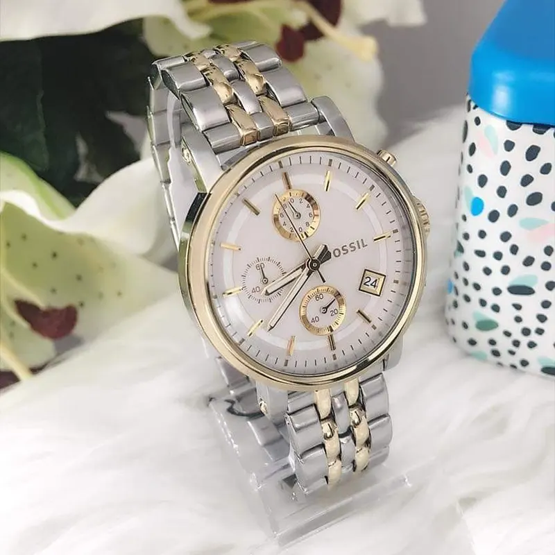 Fossil Boyfriend Silver Dial Ladies Watch- ES3746